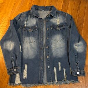Distressed Blue Jean Jacket